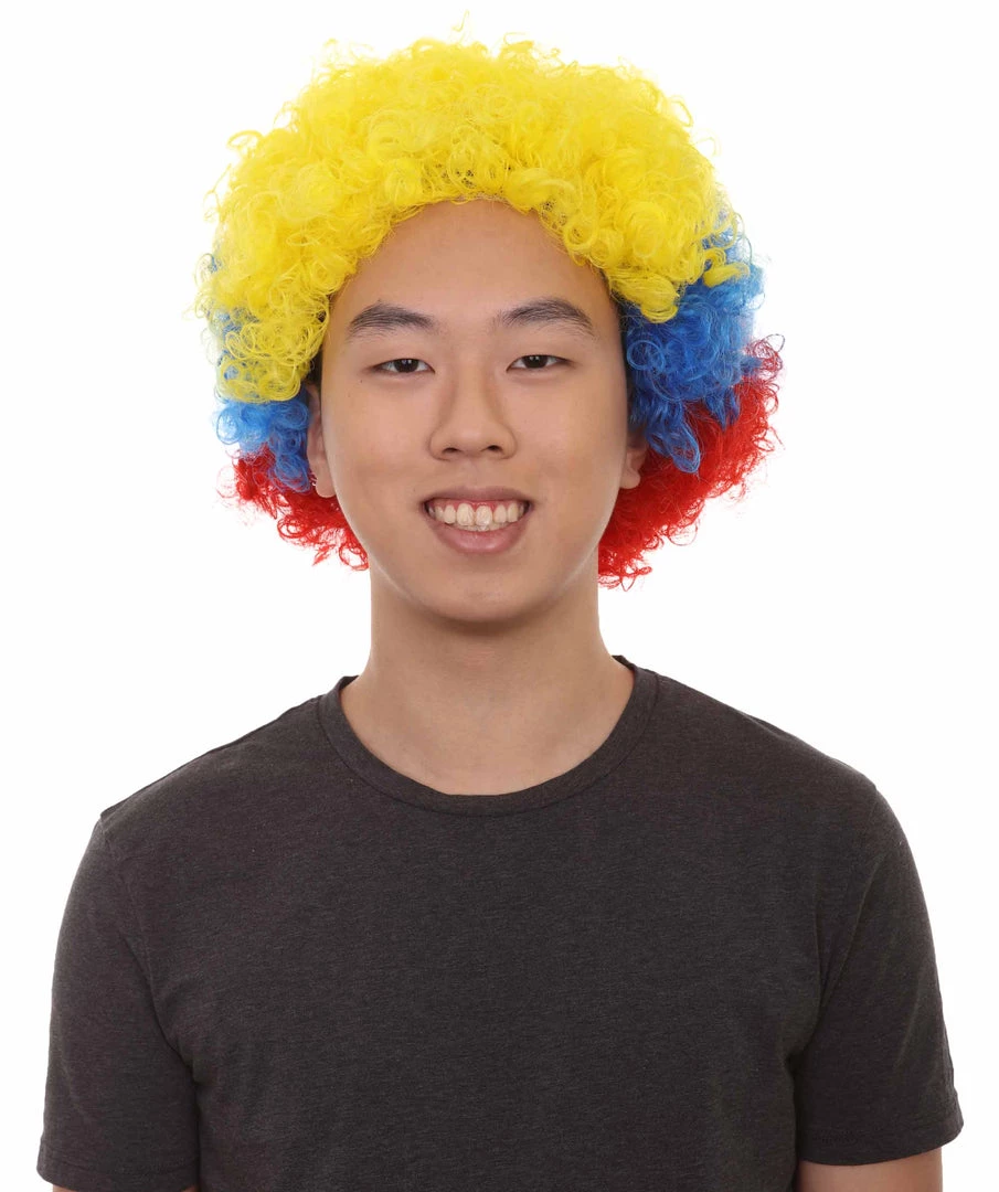 FLAGWIGS Ecuador Sport Afro Fun Wig | Red Blue Yellow Jumbo Wig SALE
