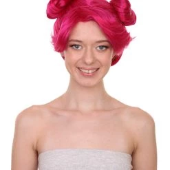 Adult Women's 10" Short Length Double Bun Halloween Animated Winnie Costume Wig, Synthetic Soft Fiber Hair | HPO