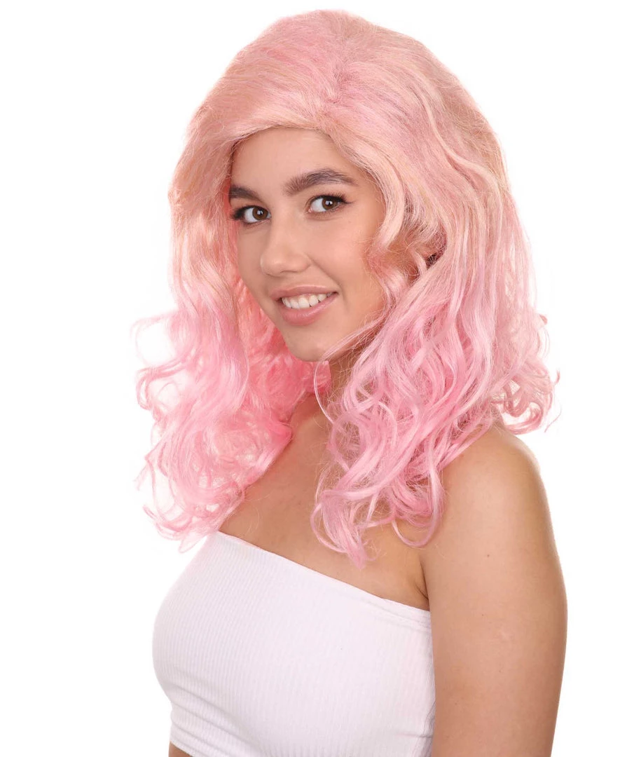 Adult Women's 17" Inch Medium Length Wavy Hollywood Glam Costume Wig, Synthetic Soft Fiber Costume Cosplay Hair | HPO