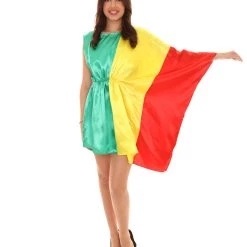 FLAGWIGS Adult Women's Mali Flag Dress Sports Costume | Patriotic Cosplay Costume