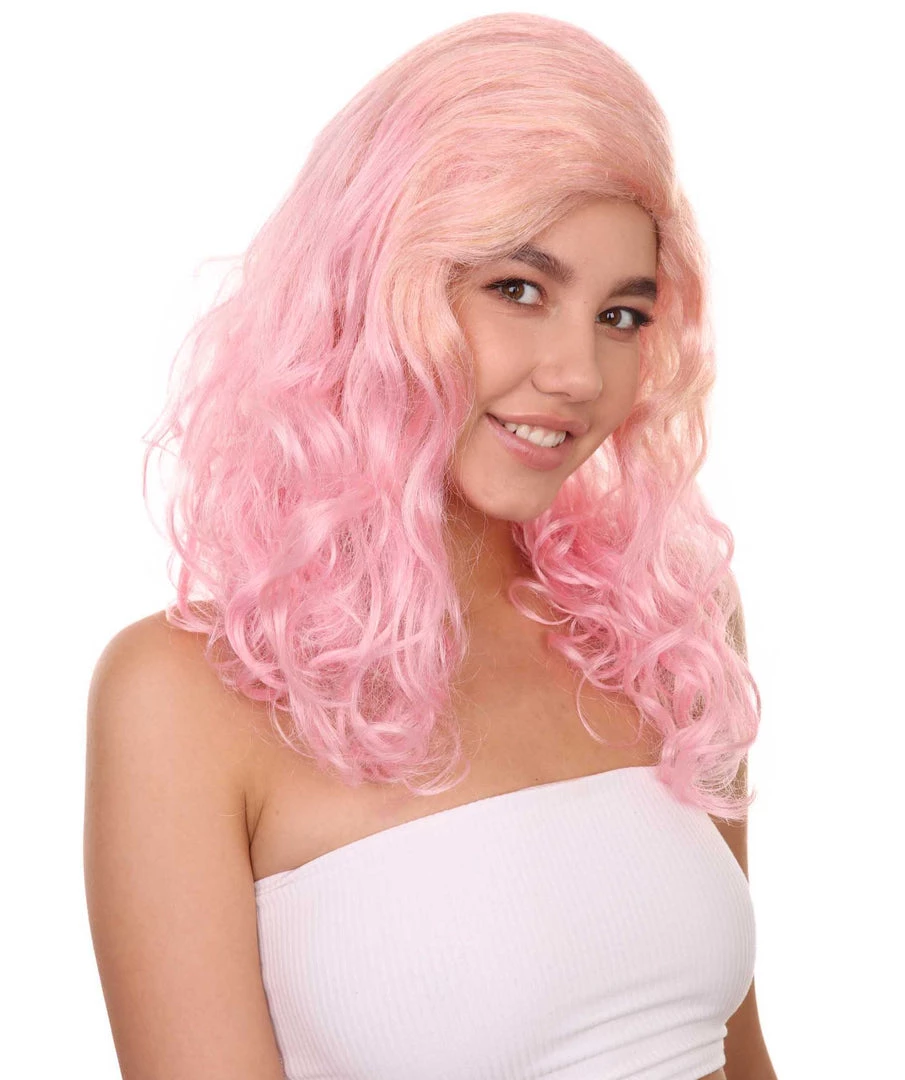 Adult Women's 17" Inch Medium Length Wavy Hollywood Glam Costume Wig, Synthetic Soft Fiber Costume Cosplay Hair | HPO