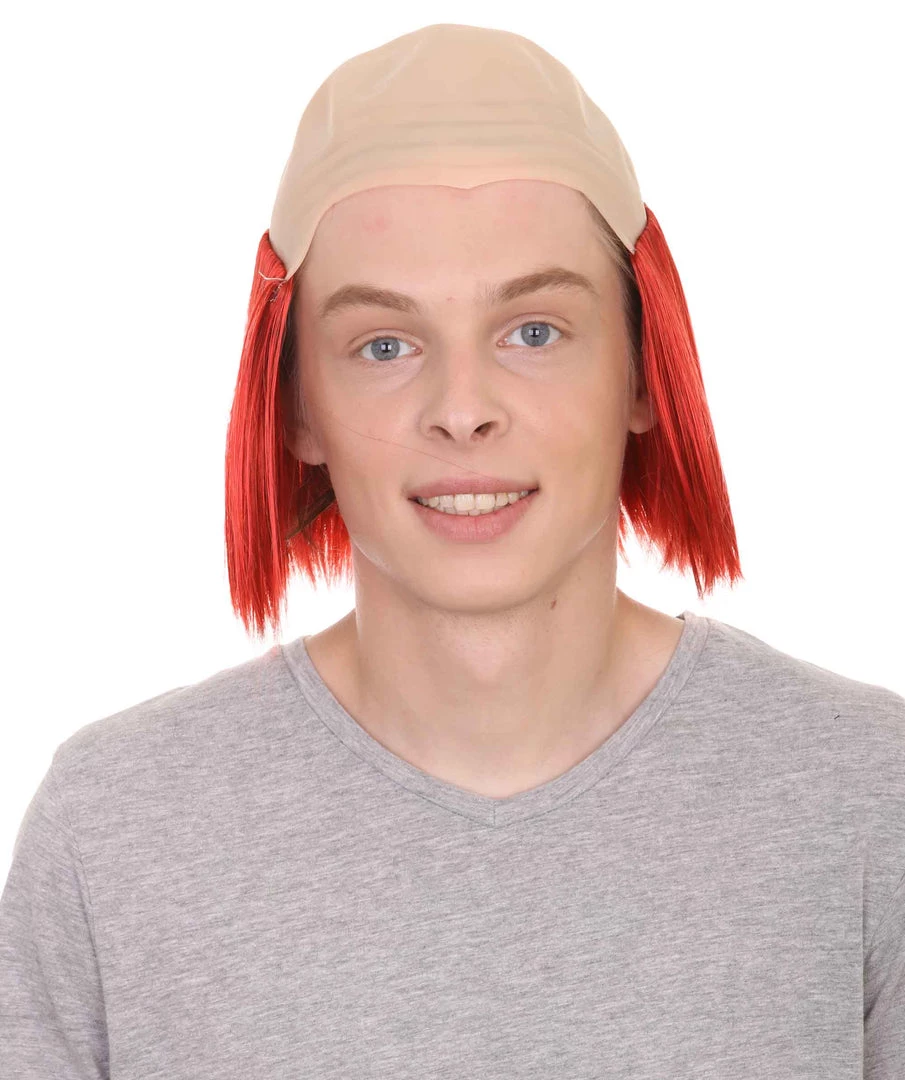 HPO Bald Straight Mens Clown Red Wig | Wig With Bald Cap Men's