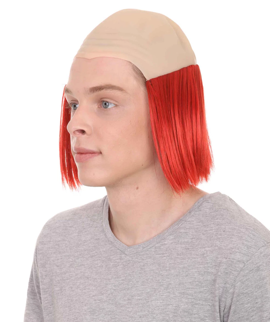 HPO Bald Straight Mens Clown Red Wig | Wig With Bald Cap Men's