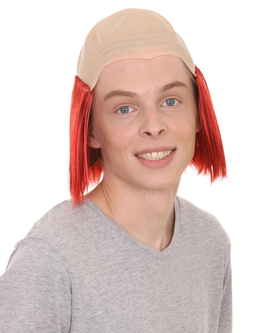 HPO Bald Straight Mens Clown Red Wig | Wig With Bald Cap Men's