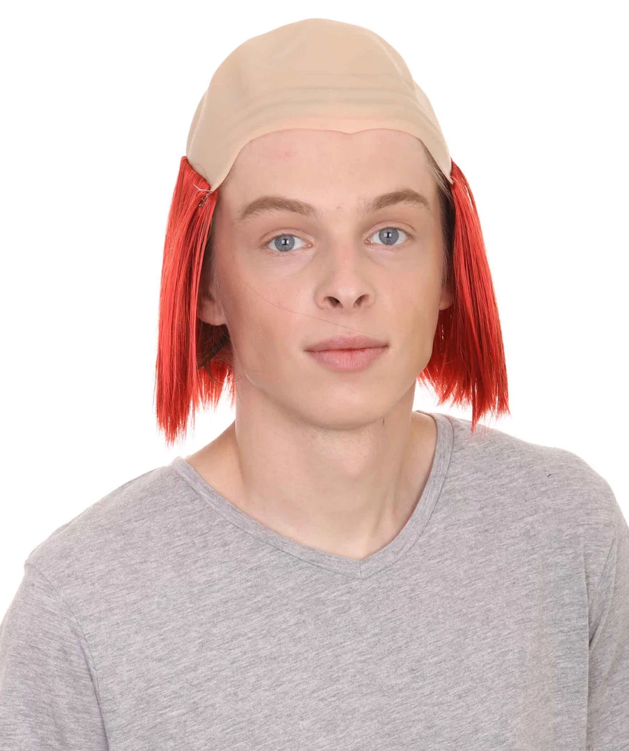HPO Bald Straight Mens Clown Red Wig | Wig With Bald Cap Men's