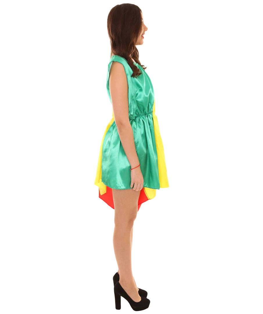 FLAGWIGS Adult Women's Mali Flag Dress Sports Costume | Patriotic Cosplay Costume