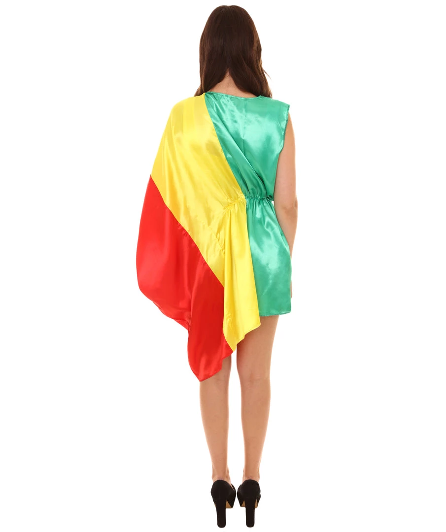 FLAGWIGS Adult Women's Mali Flag Dress Sports Costume | Patriotic Cosplay Costume