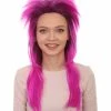 HPO Rock Star Mens Wig | Neon Purple Mullet Long Wig | Premium Breathable Capless Cap