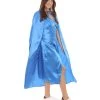 HPO Adult Women's Dragon Queen Blue Dress With Cloak Costume | Blue Cosplay Costume
