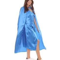 HPO Adult Women's Dragon Queen Blue Dress With Cloak Costume | Blue Cosplay Costume