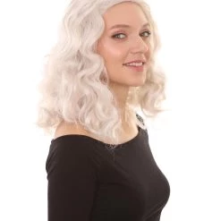 HPO Women's Womens Ice Witch Wig | White Scary Wigs | Premium Breathable Capless Cap