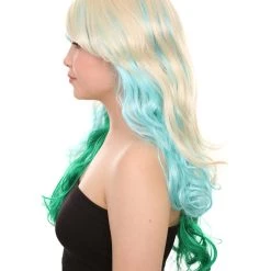 HPO Women's Mixed Color Long Curly Wavy Womens Wig | Fancy Party Event Ready Halloween Wig | Premium Breathable Capless Cap