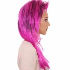 HPO Rock Star Mens Wig | Neon Purple Mullet Long Wig | Premium Breathable Capless Cap