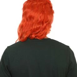 HPO 80's Orange Super Mullet Mens Wig | Pumkin Long Cosplay Halloween Wig | Premium Breathable Capless Cap
