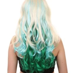 HPO Women's Mixed Color Long Curly Wavy Womens Wig | Fancy Party Event Ready Halloween Wig | Premium Breathable Capless Cap