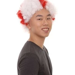 FLAGWIGS SALE England Sport Afro Fun Wig | Red White Jumbo Wig