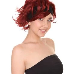 HPO 60's Womens Go-Go Wig With Headband | Auburn Vintage Wig | Premium Breathable Capless Cap