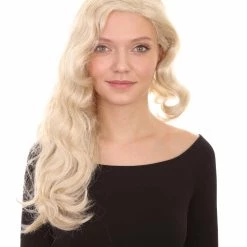 HPO Women's Womens Singer Album Curly Wavy Wig | Blonde Celebrity Wigs | Premium Breathable Capless Cap