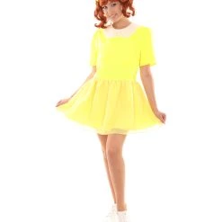 HPO Adult Women's Doll Collar Dress Celebrity Costume | Yellow Cosplay Costume