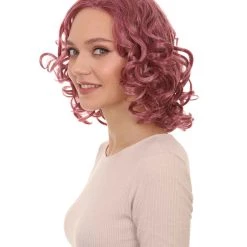HPO Women's Pink Curly Womens Wig | Party Ready Fancy Cosplay Halloween Wig | Premium Breathable Capless Cap