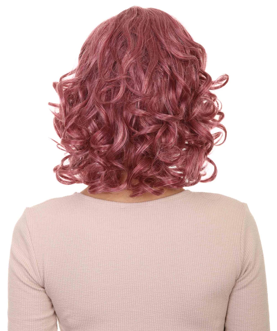 HPO Women's Pink Curly Womens Wig | Party Ready Fancy Cosplay Halloween Wig | Premium Breathable Capless Cap