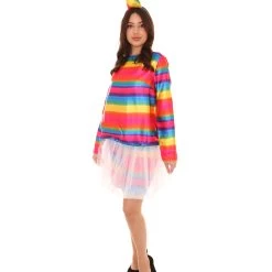 HPO Adult Women's Unicorn 2 Piece Costume | Rainbow Cosplay Costume