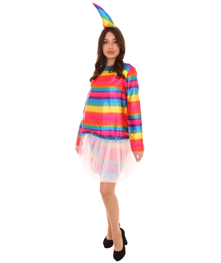 HPO Adult Women's Unicorn 2 Piece Costume | Rainbow Cosplay Costume