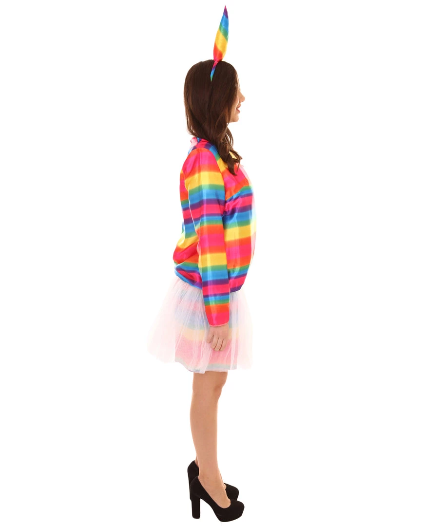 HPO Adult Women's Unicorn 2 Piece Costume | Rainbow Cosplay Costume