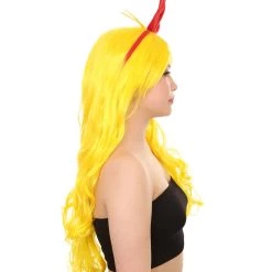 HPO Womens Manga Wig With Red Bow Set | Yellow TV/Movie Wigs | Premium Breathable Capless Cap