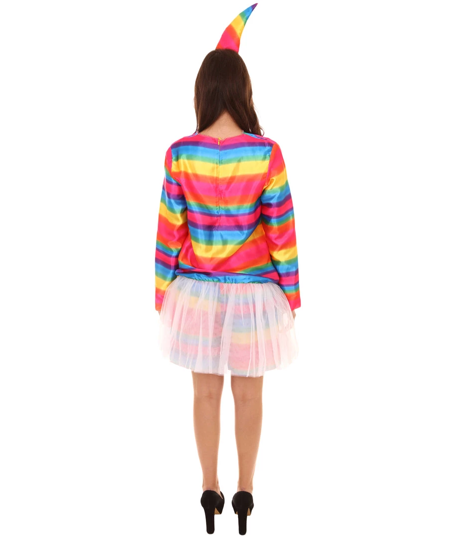 HPO Adult Women's Unicorn 2 Piece Costume | Rainbow Cosplay Costume