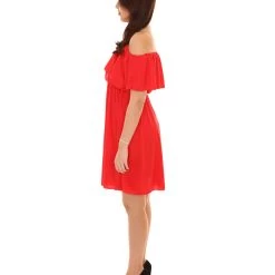 HPO Adult Women's Off Shoulder Party Dress Costume | Red Halloween Costume