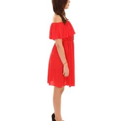 HPO Adult Women's Off Shoulder Party Dress Costume | Red Halloween Costume
