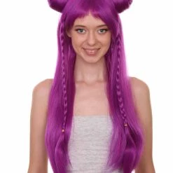 Adult Women's 26" Double Buns Anime Wig, Synthetic Soft Fiber Hair | HPO