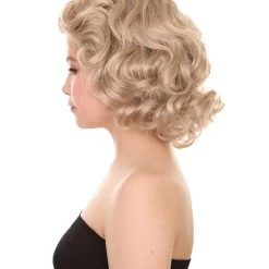 HPO Women's Women Short Wavy Blonde Wig | Premium Breathable Capless Cap