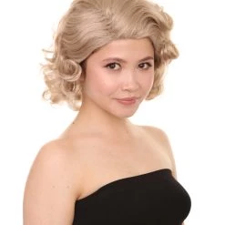 HPO Women's Women Short Wavy Blonde Wig | Premium Breathable Capless Cap