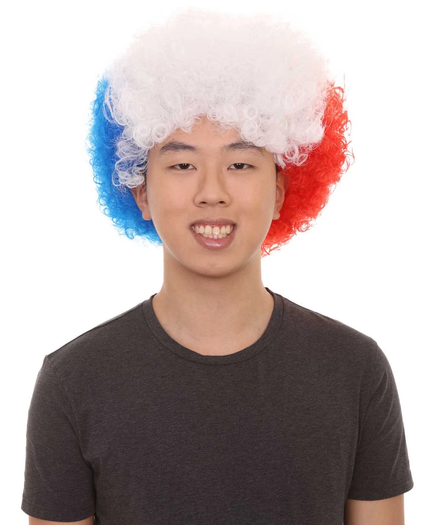 FLAGWIGS SALE Chile Sport Afro Fun Wig | Super Size Blue White Red Wig