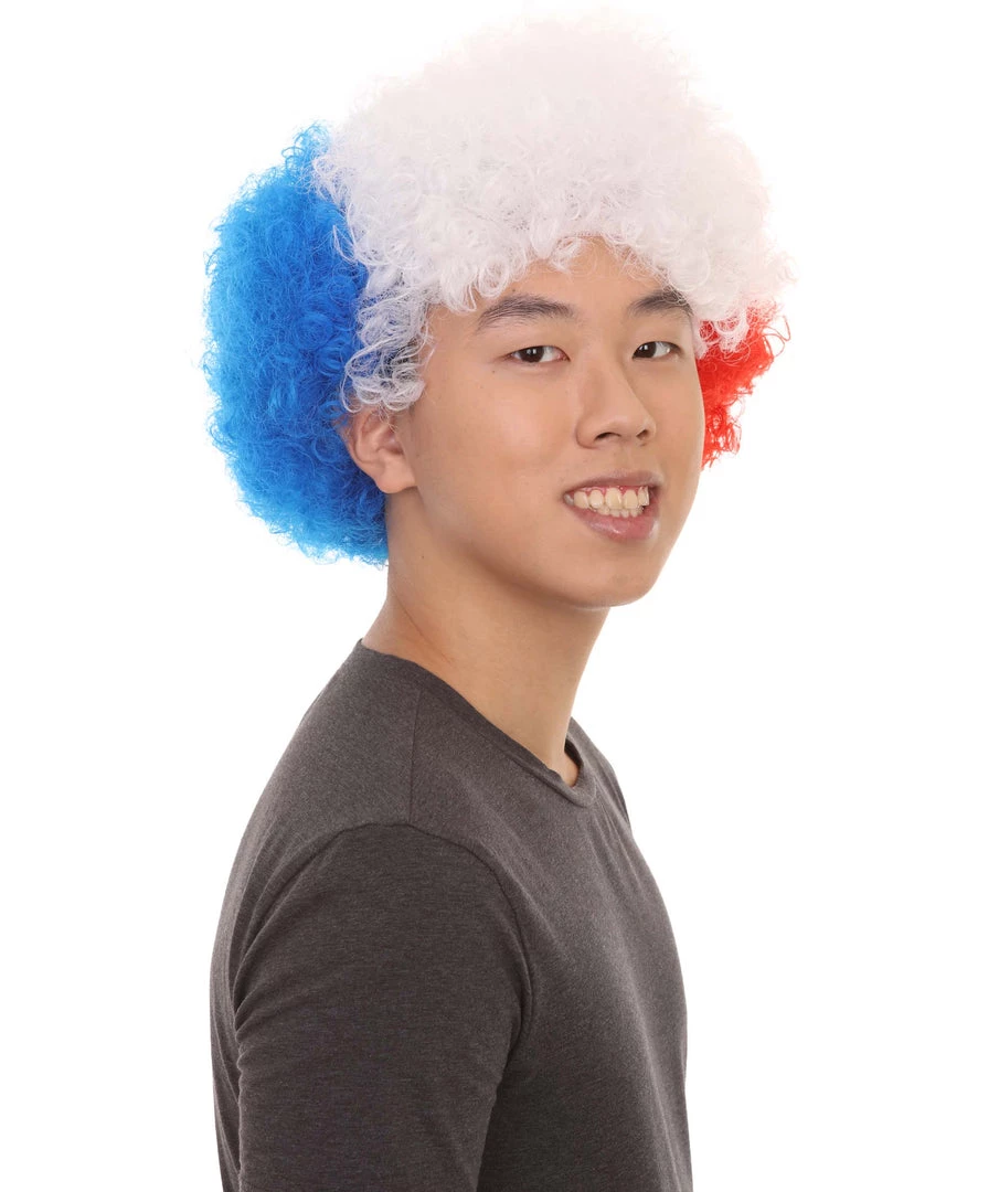 FLAGWIGS SALE Chile Sport Afro Fun Wig | Super Size Blue White Red Wig