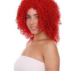 Adult Women's 18" Inch Long Length Curly Halloween Queen Of Drag Fierce Fire Red Wig, Synthetic Soft Savage Fiber Hair, Capless Cap Design For Comfort And Fit | HPO