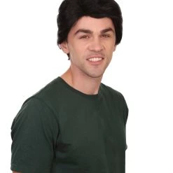 HPO Men's Mens Singer Wig | Black Celebrity Wig | Premium Breathable Capless Cap