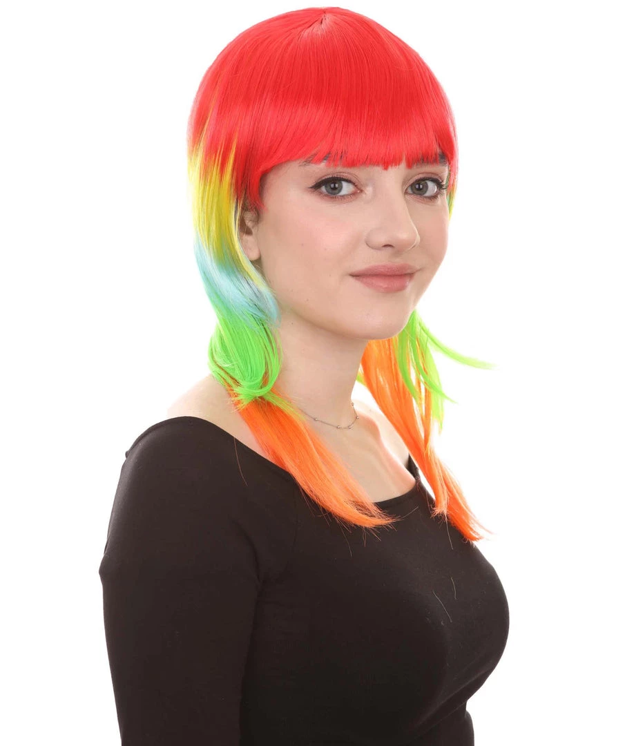 HPO Multicolor Womens Wig | Party Ready Fancy Cosplay Halloween Wig | Premium Breathable Capless Cap