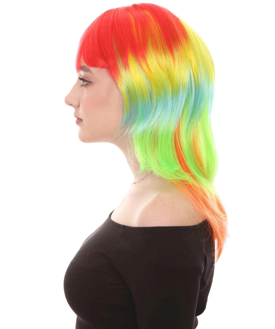 HPO Multicolor Womens Wig | Party Ready Fancy Cosplay Halloween Wig | Premium Breathable Capless Cap