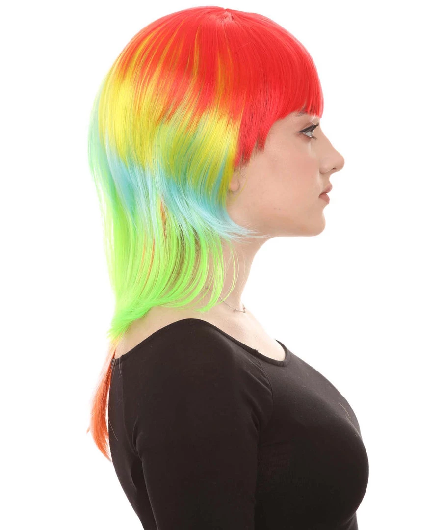 HPO Multicolor Womens Wig | Party Ready Fancy Cosplay Halloween Wig | Premium Breathable Capless Cap