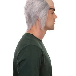 HPO Mens Grey Bald Cap Wig With Eye Patch | Cosplay Halloween Wig Men's