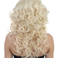 HPO Men's Blonde Curly Long Womens Wig | Glamour Fashion Cosplay Halloween Wig | Premium Breathable Capless Cap