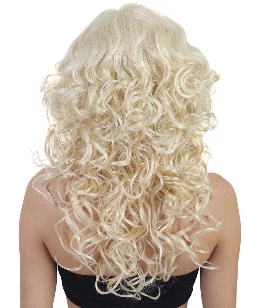 HPO Men's Blonde Curly Long Womens Wig | Glamour Fashion Cosplay Halloween Wig | Premium Breathable Capless Cap