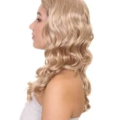 HPO Men's Long Curly Wave Braided Womens Wigs | Traditional Princess Blonde Wig | Premium Breathable Capless Cap