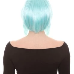 HPO Lt Blue Short Party Womens Wig | Fancy Party Event Ready Halloween Wig | Premium Breathable Capless Cap