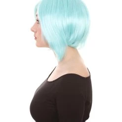 HPO Lt Blue Short Party Womens Wig | Fancy Party Event Ready Halloween Wig | Premium Breathable Capless Cap