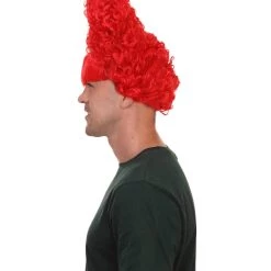 HPO Drama Queen Red Mens Wig | Red Cosplay Halloween Wig | Premium Breathable Capless Cap Men's