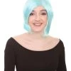HPO Lt Blue Short Party Womens Wig | Fancy Party Event Ready Halloween Wig | Premium Breathable Capless Cap